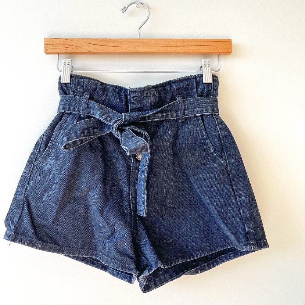 Bluenotes High Waisted Black Jean Shorts Belted XS
